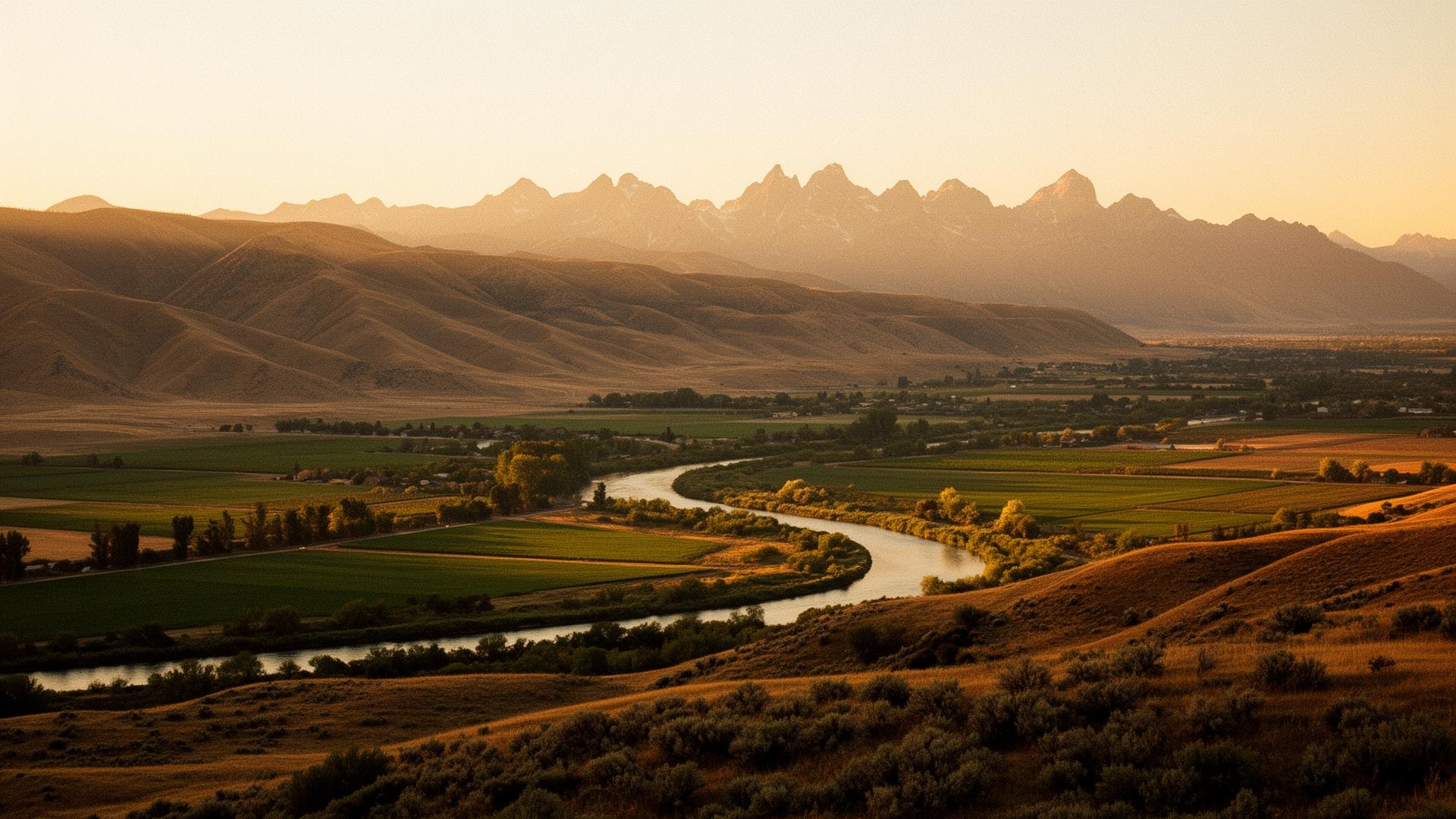 The Treasure Valley stretching from the Boise Foothills toward the Owyhees at golden hour