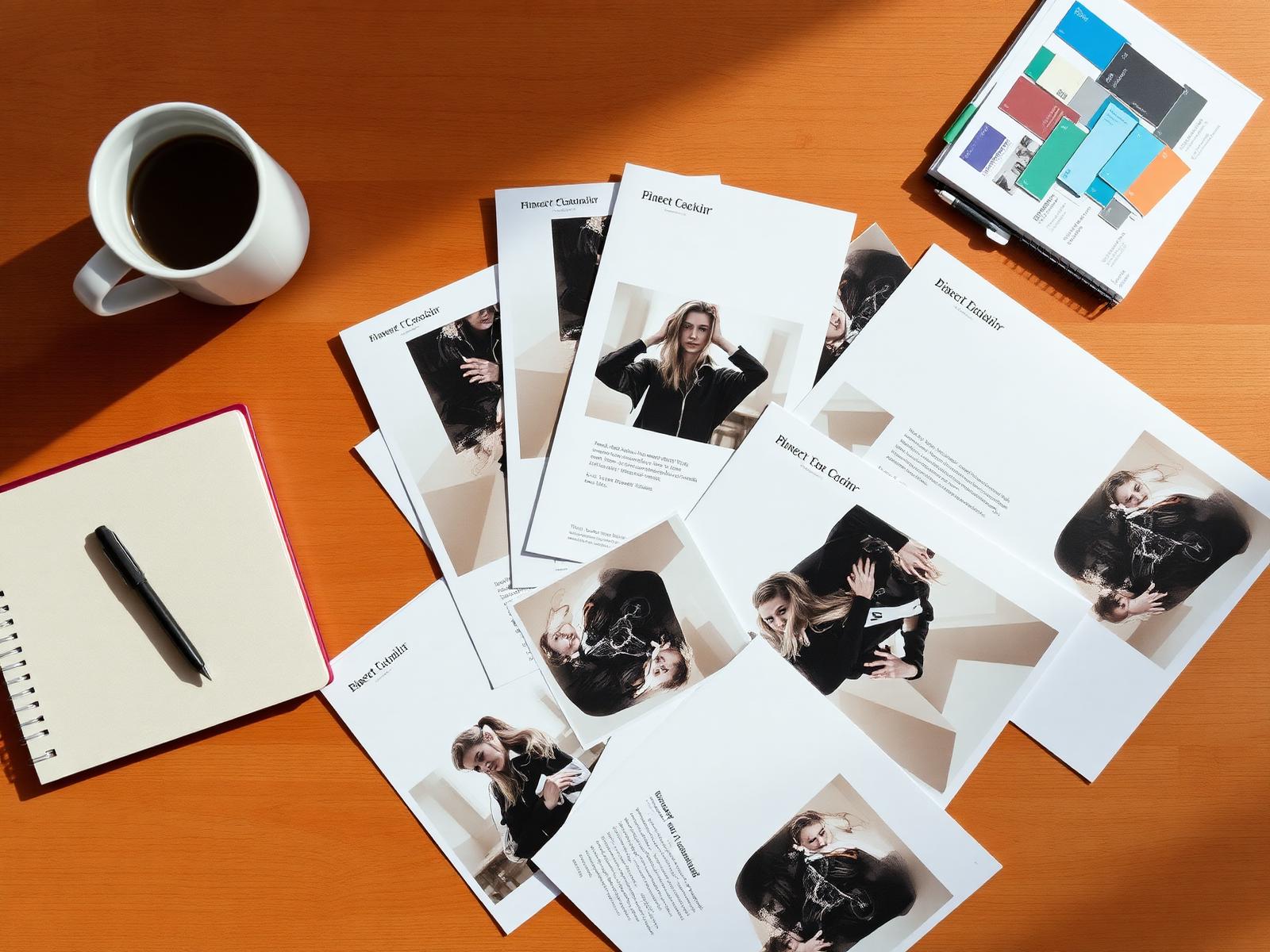 SeekIdaho.com mailer designs spread across a desk